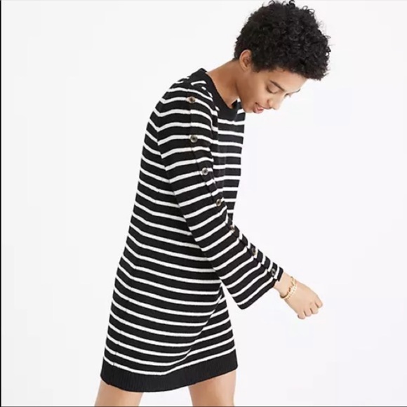 Madewell Striped Mini Long Sleeve Knit Dress - Picture 10 of 10